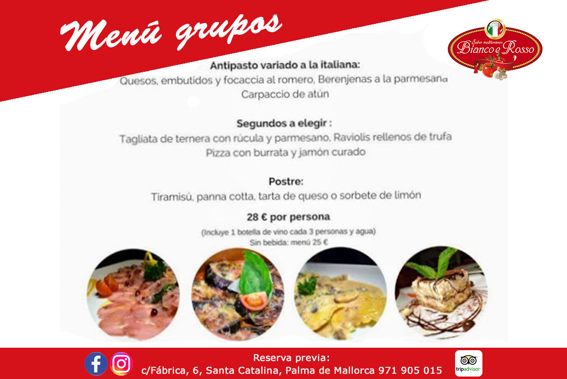 Menú Especial para Grupos Menú Especial para Grupos